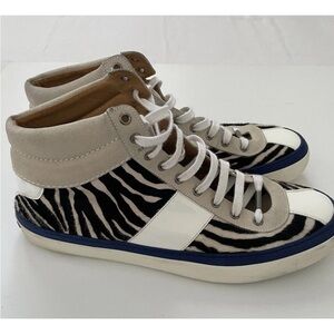 Jimmy Choo Rare Zebra Haircalf High Top Sneakers EU46 US12 UK11  Italy